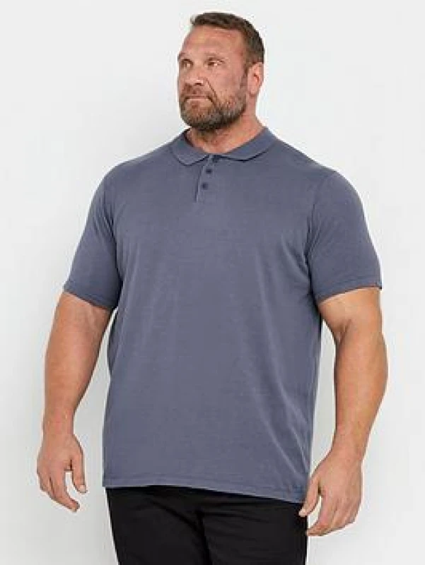 Image of BadRhino BadRhino Men Knitted Short Sleeve Polo Shirt in Mid Blue Size: 3X-Large Mid Blue XXXL Male 5063111864294