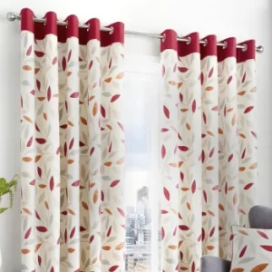 Image of Fusion Beechwood Red Eyelet Curtains Red