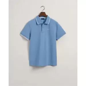 Image of Gant Contrast Tipping Ss Pique Gentle Bl - Blue