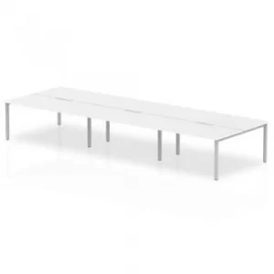 Image of Trexus Bench Desk 6 Person Back to Back Configuration Silver Leg