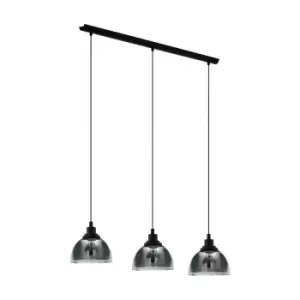 Image of Pendant Light Colour Black Shade Black Transparent Glass Vaporized E27 3x60W