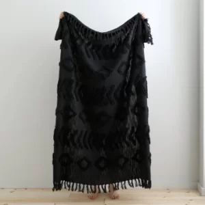 Image of Pineapple Elephant Kabeli Tufted Cotton Throw Black