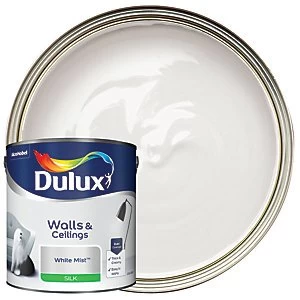 Image of Dulux Walls & Ceilings White Mist Silk Emulsion Paint 2.5L