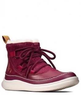 Image of Clarks X Frozen Cloud Throne Boot - Magenta, Plum, Size 4 Younger
