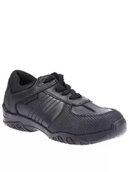 Image of Hush Puppies Boys Jezza Lace Back To School Shoes - Black, Size 11.5 Younger