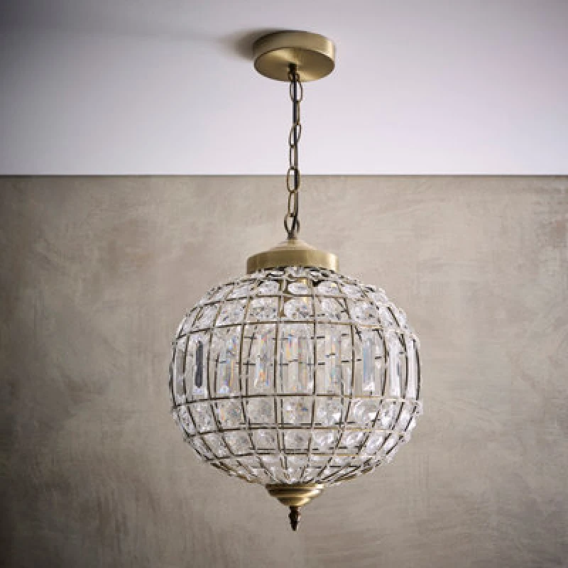 Image of K Living Prestbury Antique Brass & Clear Acrylic One Light Chandelier