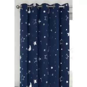 Image of Galaxy Stars Lined Blackout Eyelet Curtains