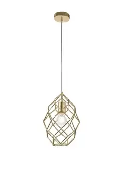 Image of Curved Cylinder Ceiling Pendant, 1 x E27, Polished Brass