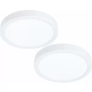 Image of 2 pack Wall / Ceiling Light White 210mm Round Surface Mounted 16.5W LED 4000K
