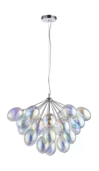 Image of Ceiling Pendant Light Chrome Plate & Iridescent Glass 6 x 28W G9 Dimmable