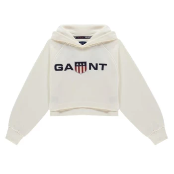 Image of Gant Retro Shield Cropped Hoody Junior - White