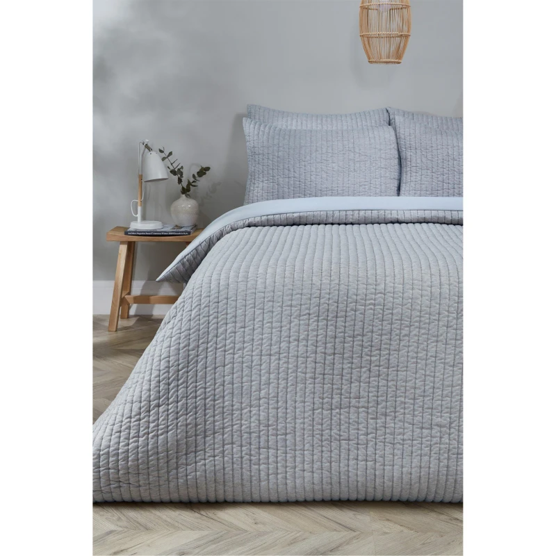 Image of Homelife Jersey Pinsonic Panel Duvet Set - Grey Grey Single