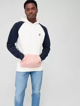 Image of Lyle & Scott Colour Block Hoodie - Cobalt, Off White, Size S, Men