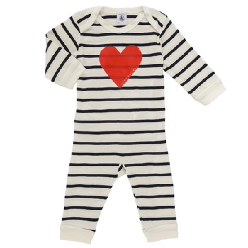 Image of Cotton Pull-On Sleepsuit with Heart Print