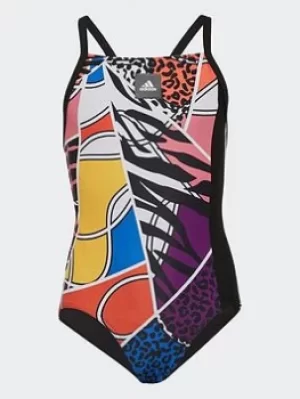Image of Boys, adidas Rich Mnisi Swimsuit, Black, Size 5-6 Years