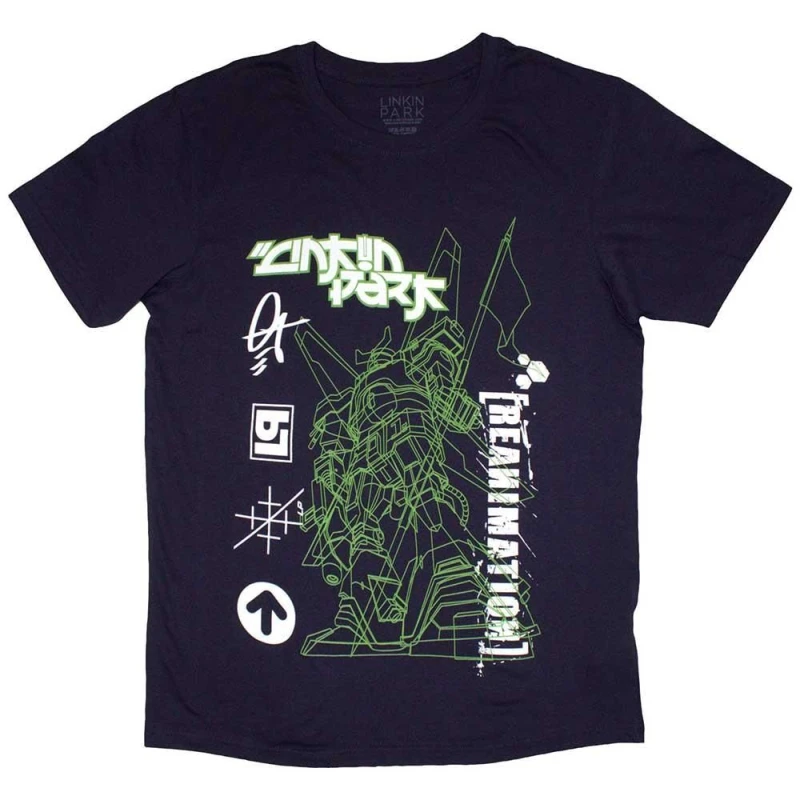 Image of Linkin Park Linkin Park Men Reanimation Robot Sketch T-Shirt in Navy Size: Small Navy S Male 5063574812450