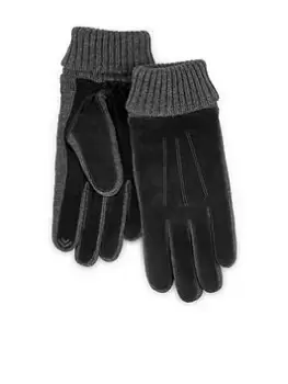 Image of Totes Isotoner Suede Glove With Knit Cuff Smart Touch, Black, Size L/Xl, Men