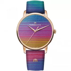 Image of Maurice Lacroix Eliros Quartz Rainbow Dial Leather Strap Watch EL1118-PVP01-090-1