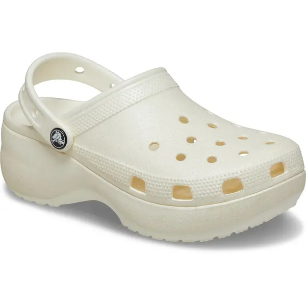 Image of Crocs Womens Classic Platform Glitter Clog Sandals UK Size 5 (EU 37-38) Chalk CRC408-CHALK-5