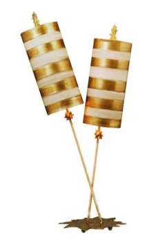 Image of 2 Light Table Lamp Gold Leaf, Taupe, E27