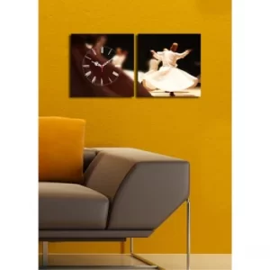 Image of 2P2828CS-4 Multicolor Decorative Canvas Wall Clock (2 Pieces)