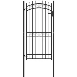 Image of Fence Gate with Spikes Steel 100x200cm Black Vidaxl Black