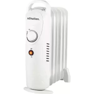 Image of Schallen - White Portable Electric Slim Oil Filled Radiator Heater with Adjustable Temperature Thermostat, 3 Heat Settings & Safety Cut Off (800W 6