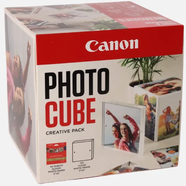 Image of Canon Photo Cube and Frame + PP-201 5x5Photo Paper Plus Glossy II (40 sheets) - Creative Pack, Pink