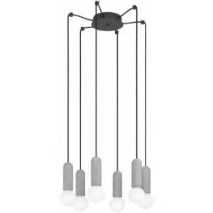 Image of Hanging Ceiling Pendant Light Anthracite & Stone 6 x 40W E27 Feature Lamp