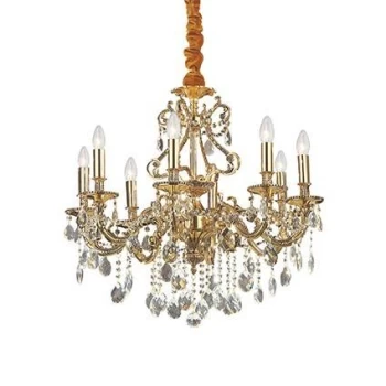 Image of Gioconda 8 Light Crystal Chandelier Antique Gold Finish, E14