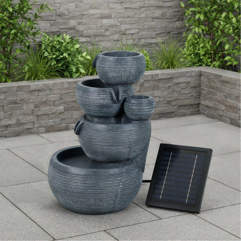 Image of Streetwize Solar Water Feature with Battery Backup - Natural Cascade Black unisex One Size