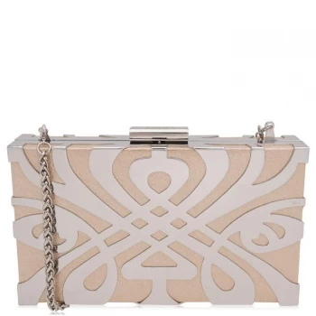 Image of Biba BIBA Logo Box Clutch Bag - Silver/Blush