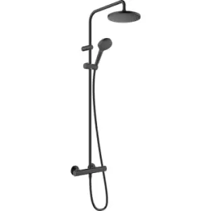 Image of Hansgrohe Vernis Blend EcoSmart Thermostatic Bar Diverter Mixer Shower Matt in Black Brass