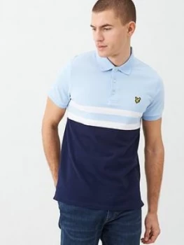 Image of Lyle & Scott Yoke Stripe Polo Shirt - Light Blue/Navy