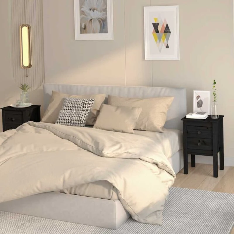 Image of VIDAXL Vidaxl - Bedside Cabinets 2 pcs Black 40x35x61.5cm Solid Wood Pine 8720286921890