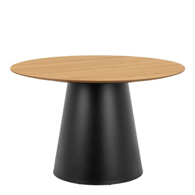 Image of Furniture To Go Soli Round Dining Table In Oak/black 120X75Cm