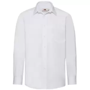 Image of Fruit Of The Loom Mens Long Sleeve Poplin Shirt (3XL) (White)
