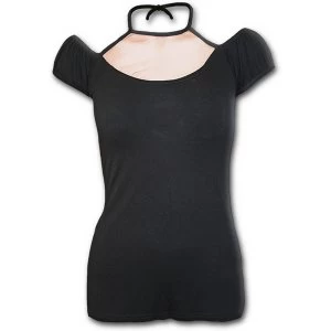 Image of Gothic Elegance Gypsy Drop Shoulder Womens Medium Short Sleeve Top - Black