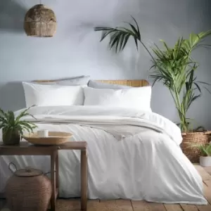 Image of Appletree Cassia 180 Thread Count 100% Cotton Percale Duvet Cover Set, White, Single