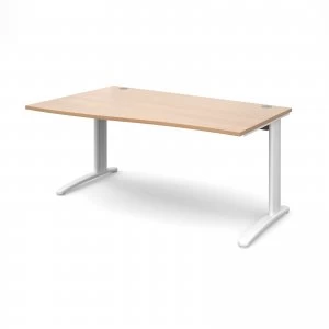 Image of TR10 Left Hand Wave Desk 1600mm - White Frame Beech Top