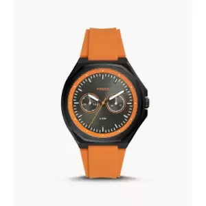 Image of Fossil Mens Evanston Multifunction Silicone Watch - Orange