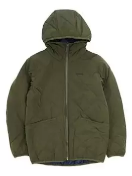 Image of Barbour Boys Hooded Liddesdale Quilt Jacket - Olive Size Age: 8-9 Years