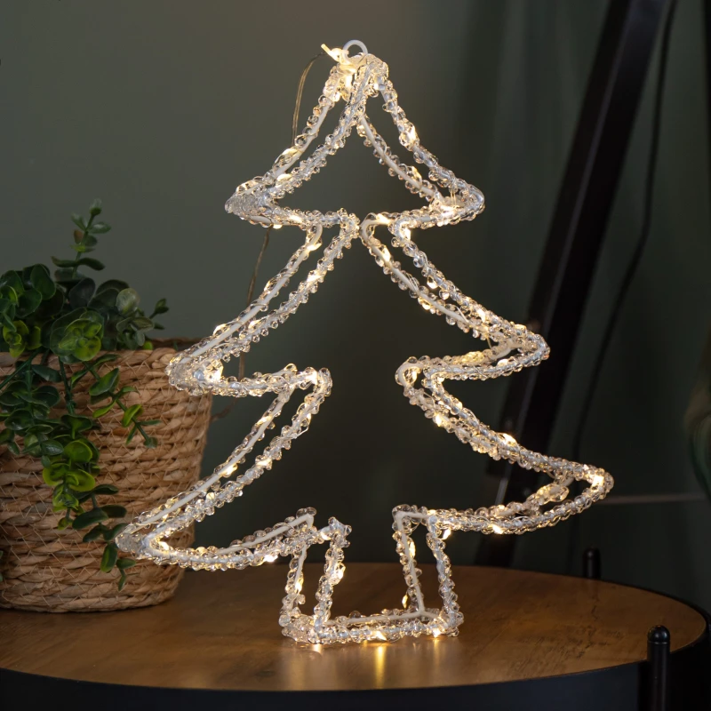 Image of 34cm Light up Acrylic Christmas Tree with 80 Warm White Static & Flashing LEDs