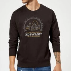 Image of Harry Potter I'd Rather Stay At Hogwarts Christmas Sweatshirt - Black