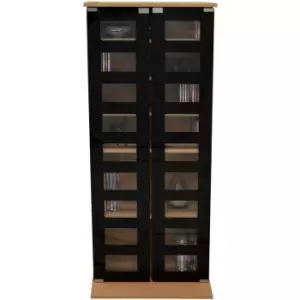 Image of MANHATTAN - Black Glass 344 CD / 128 DVD / Bluray / Media Storage Shelves - Beech / Black