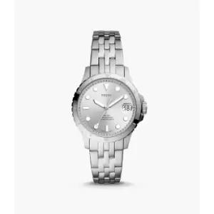 Image of Fossil Womens Fb-01 Three-Hand Date Stainless Steel Watch - Silver