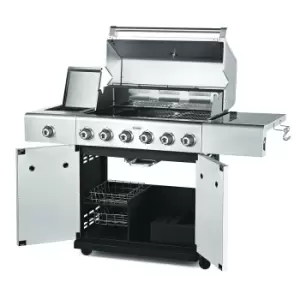 Image of Outback Jupiter 6-Burner Hybrid Gas & Charcoal Barbecue - Stainless Steel