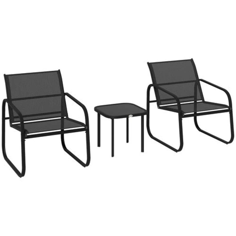 Image of Outsunny Garden Bistro Set - Metal Garden Furniture Set with Mesh Chairs TJ Hughes 5063603085985