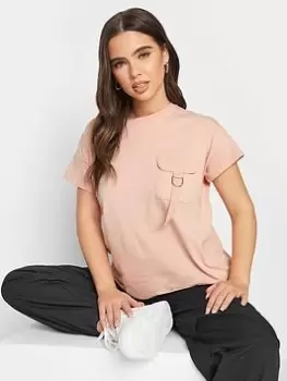 Image of PixieGirl Petite Pink Utility Pocket Tee - Pink, Size 12, Women