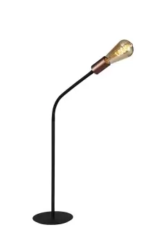 Image of Flexible Table Lamp, 1 Light E27, Satin Black, Brushed Copper